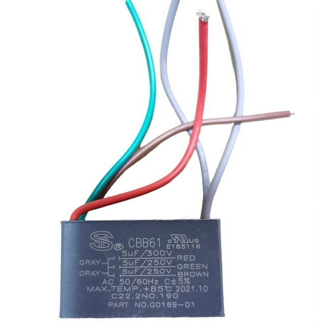 Qisuw CBB61 5 Wire 250V Ceiling Fan Capacitor Electric Fan Motor Generator 50/60Hz