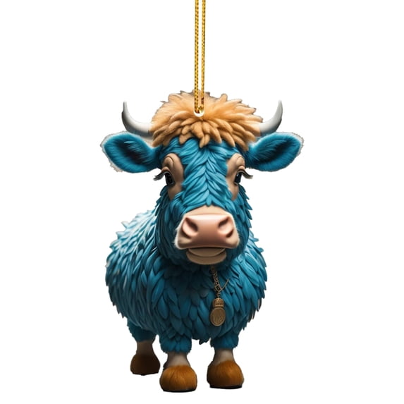 Qisuw Cartoon Cow Car Pendant Rearview Mirror Pendants Adorable Tree Decoration Acrylic Cow Cartoon Shape Ornament