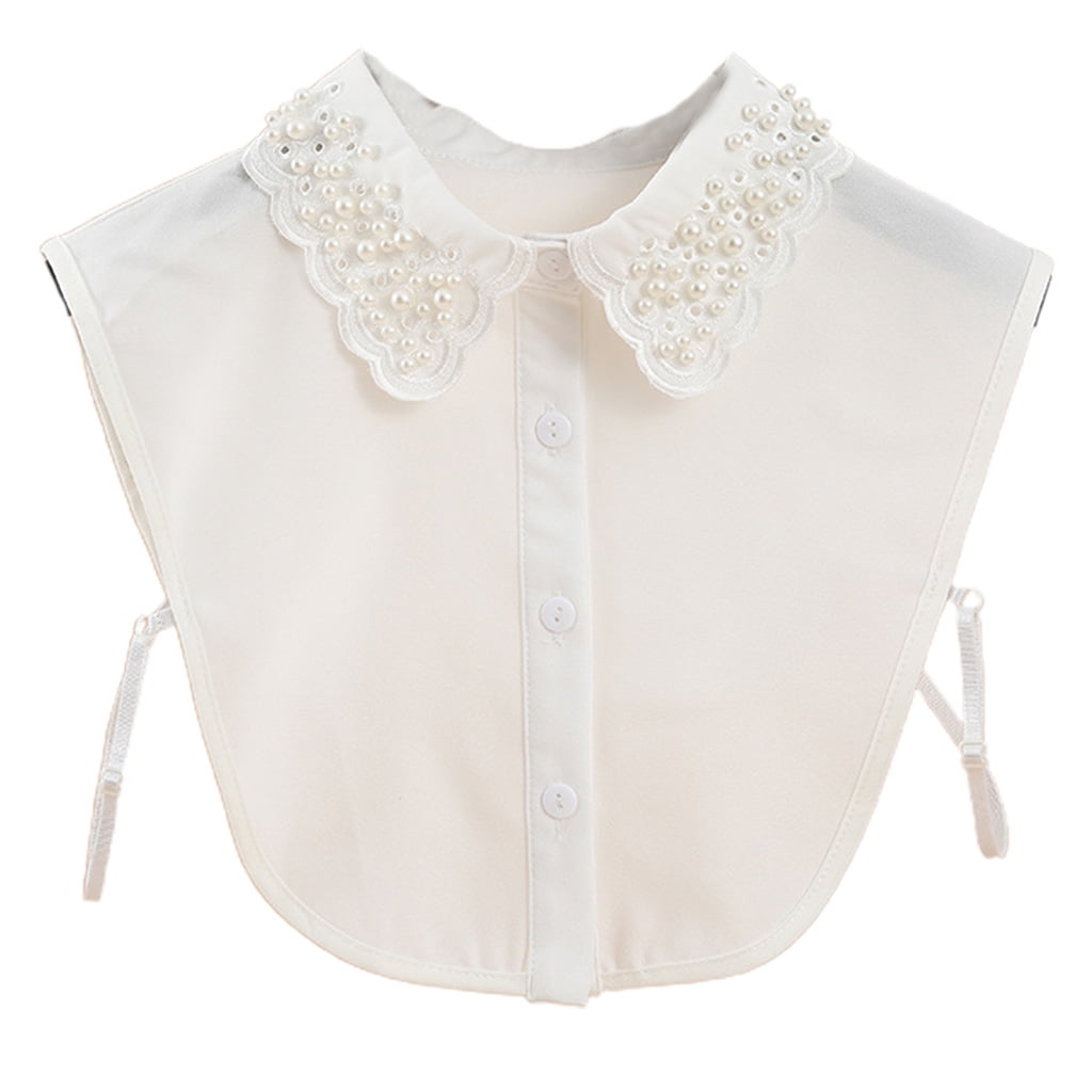 Qisuw Imitation Pearl Beaded Fake Collar for Women Detachable