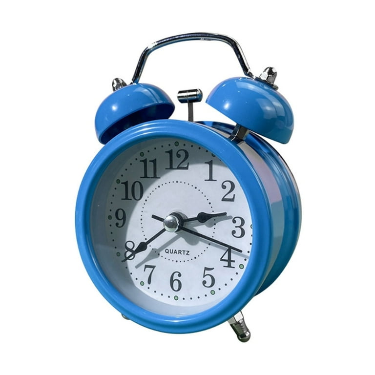 Qisuw Retro Loud Alarm Clock Double Bell Night Light Bed Beside