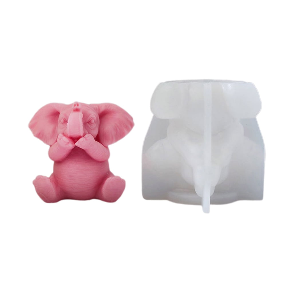 Qisuw Silicone 3D Elephants Candle Molds Soap Resin Mould DIY
