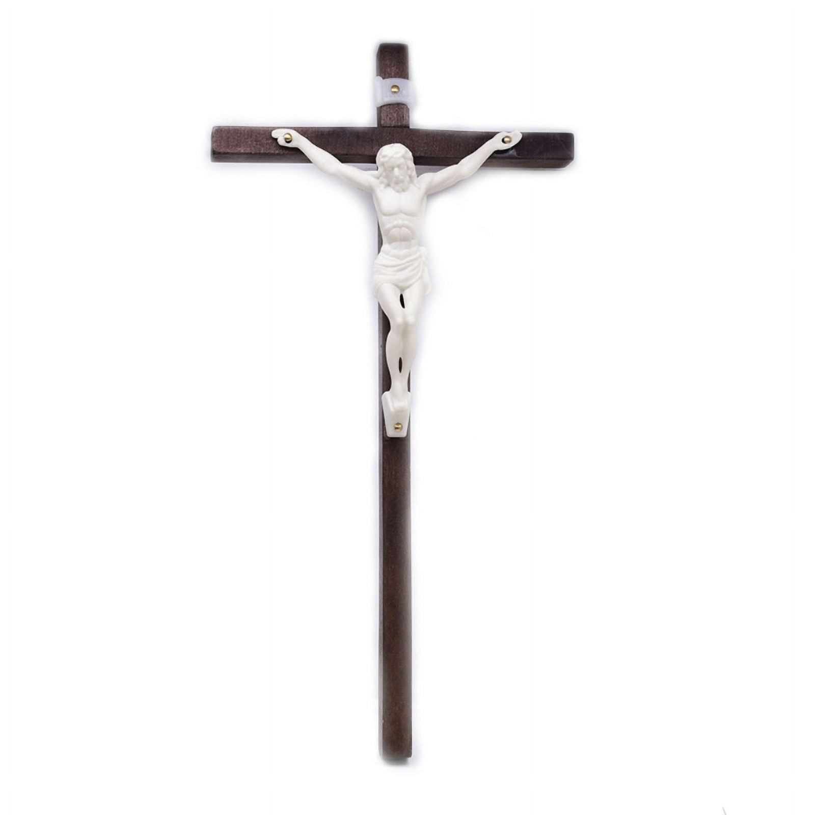 Qisuw Wooden Cross Jesus Catholic Cross Wall Mounted Crosses Prayer Church Ornaments