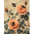 thumbnail image 1 of Qisvanset 12x16 Inch Framed Canvas Wall Art Bumblebee Vintage Rose Cottagecore Botanical Rustic Wall Decor, 1 of 8