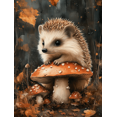 thumbnail image 1 of Qisvanset 12x16 Inch Framed Canvas Wall Art Cute Hedgehog On Mushroom Cottagecore Whimsical Woodland Wall Decor, 1 of 8