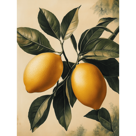 Qisvanset 12x16 Inch Framed Canvas Wall Art Fresh Lemon Fruit Botanical Trendy Kitchen Apartment Wall Poster