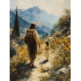 thumbnail image 1 of Qisvanset 12x16 Inch Framed Canvas Wall Art Jesus And Girl Mountain Scenery Faith Presence Home Wall Decor, 1 of 8