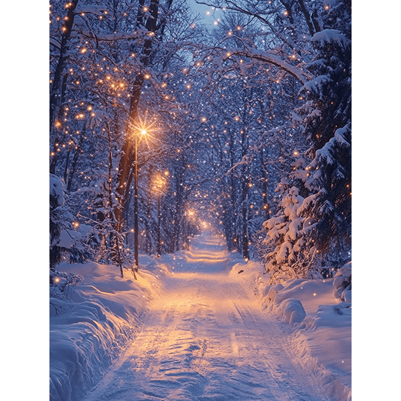 Qisvanset 12x16 Inch Framed Canvas Wall Art Magical Light Winter Enchanted Forest Path Home Wall Decor