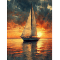 thumbnail image 1 of Qisvanset 12x16 Inch Framed Canvas Wall Art Monet Style Vintage Sailboat Nautical Boy Kids Nursery Art Print, 1 of 8