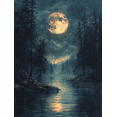 thumbnail image 1 of Qisvanset 12x16 Inch Framed Canvas Wall Art Moonlit Forest Stream Tranquil Relaxing Nature Home Decor, 1 of 8