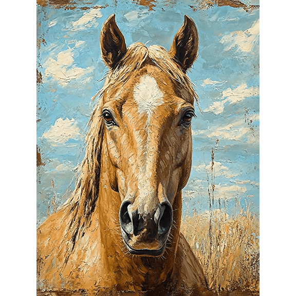 Qisvanset 12x16 Inch Framed Canvas Wall Art Palomino Horse Vintage Oil Painting Western Equestrian Wall Decor