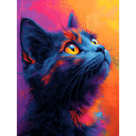 Qisvanset 12x16 Inch Framed Canvas Wall Art Pop Art Persian Cat Elegant Pet Portrait Ready To Hang Wall Decor