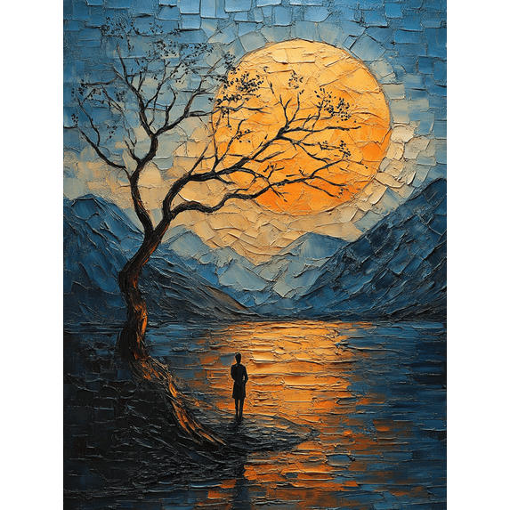 Qisvanset 12x16 Inch Framed Canvas Wall Art Psalm Verse Van Gogh Style Landscape Faith Home Wall Decor