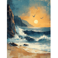 thumbnail image 1 of Qisvanset 12x16 Inch Framed Canvas Wall Art Psalm Vintage Coastal Beach Landscape Faith Housewarming Wall Art, 1 of 8