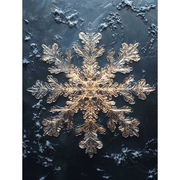 Qisvanset 12x16 Inch Framed Canvas Wall Art Snowflake Crystal Pattern Winter Home Ready To Hang Wall Decor