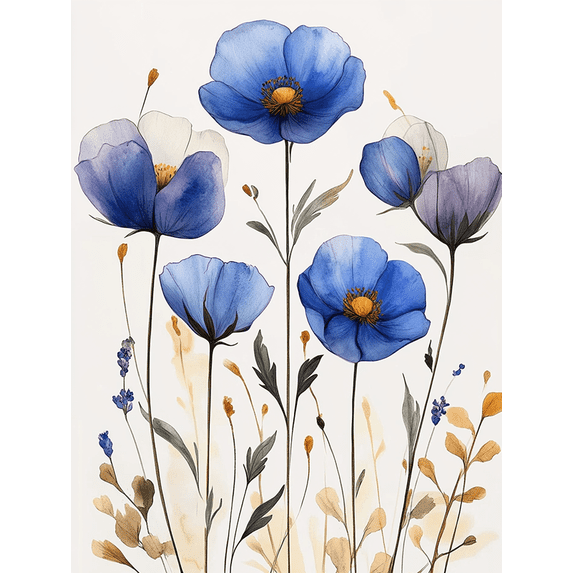 Qisvanset 12x16 Inch Framed Canvas Wall Art Watercolor Wildflower Botanical Minimalist Boho Home Wall Art Set