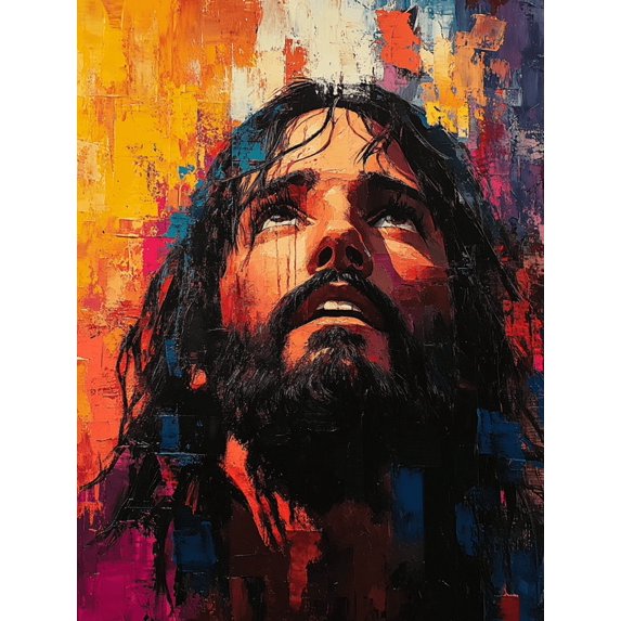 Qisvanset 12x16 Inch With Frame 2D Flat Wall Art Classic Jesus Art Trendy Apartment Religious Home Gift