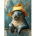 thumbnail image 1 of Qisvanset 12x16 Inch With Frame 2D Flat Wall Art Whimsical Manatee Funny Quirky Nursery Home Wall Decor, 1 of 8