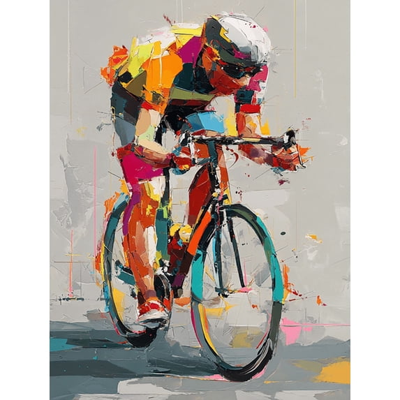 Qisvanset Abstract Cyclist Canvas Wall Art 15.75x11.81 INCHES