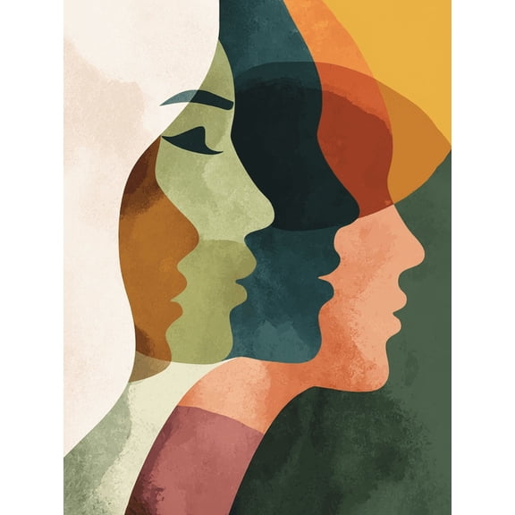 Qisvanset Abstract Faces Silhouette Canvas Wall Art 15.75x11.81 Inches