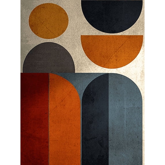 Qisvanset Abstract Geometric Circles and Arches Canvas Wall Art 15.75x11.81 INCHES