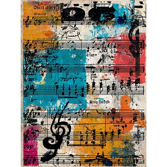 Qisvanset Abstract Music Sheet Canvas Wall Art 15.75x11.81 INCHES