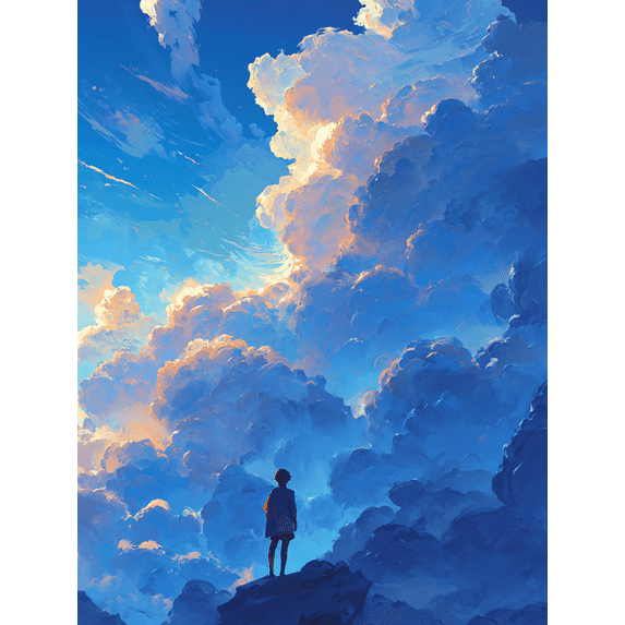 Qisvanset Anime Sky Cloud Landscape Canvas Wall Art 15.75x11.81 Inches