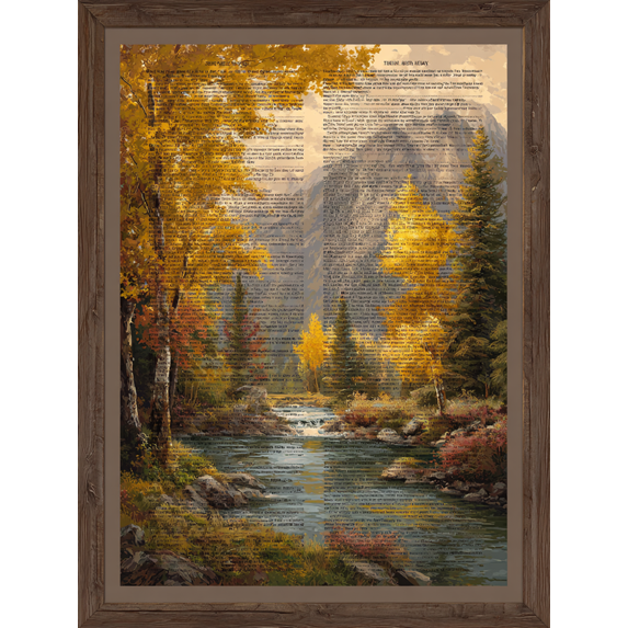 Qisvanset Autumn Landscape Text Overlay Canvas Wall Art 15.75x11.81 Inches