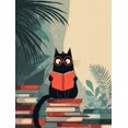 thumbnail image 1 of Qisvanset Black Cat Reading Book Canvas Print 15.75x11.81 Inches, 1 of 8