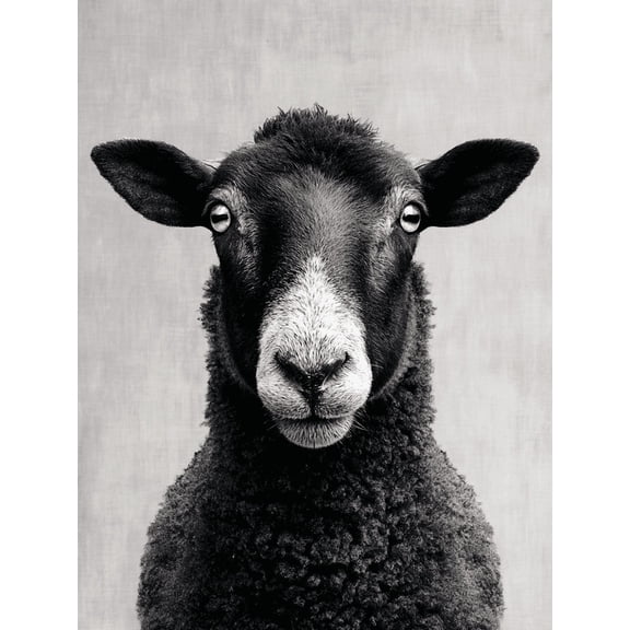 Qisvanset Black Sheep Portrait Canvas Wall Art 15.75x11.81 Inches
