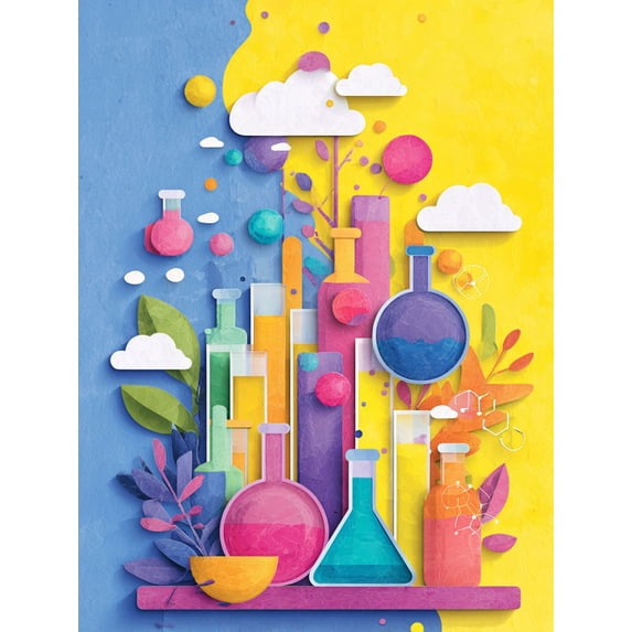 Qisvanset Colorful Beaker Chemistry Canvas Wall Art 15.75x11.81 Inches