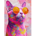 thumbnail image 1 of Qisvanset Colorful Cat With Sunglasses Canvas Print 15.75x11.81 Inches, 1 of 8