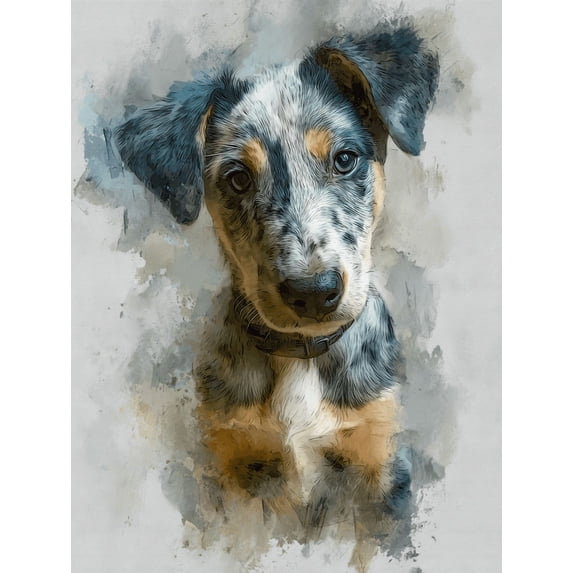 Qisvanset Cute Dog Portrait Canvas Wall Art 15.75x11.81 Inches