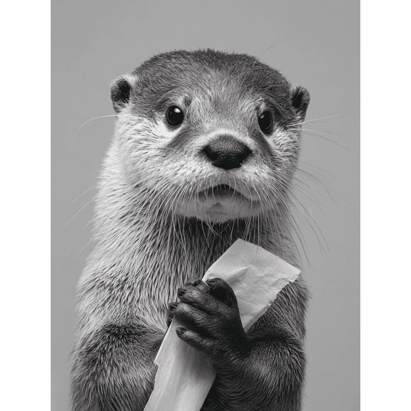 Qisvanset Cute Otter Holding Toilet Paper Canvas Wall Art 15.75x11.81 Inches