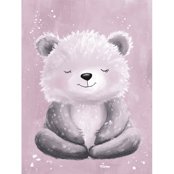 Qisvanset Cute Sleeping Bear Canvas Wall Art, 40x30cm for Yoga Studio Girls Room