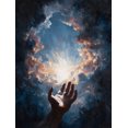 thumbnail image 1 of Qisvanset Divine Hand Reaching For Divine Light Canvas Wall Art 15.75x11.81 INCHES, 1 of 8