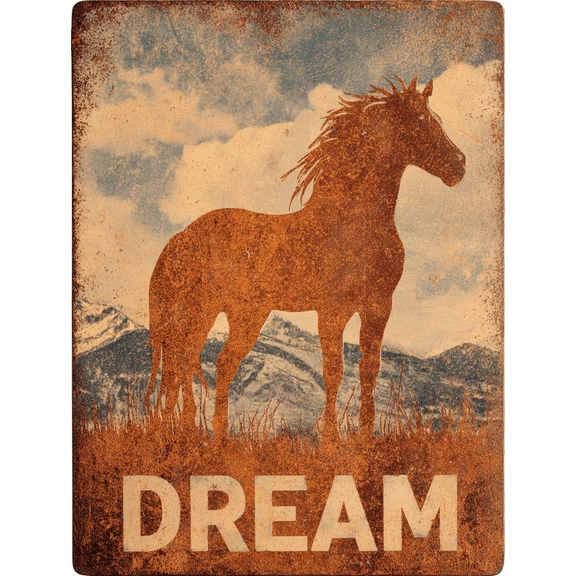 Qisvanset Dream Horse Silhouette Inspirational Canvas Wall Art 15.75x11.81 Inches