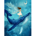 thumbnail image 1 of Qisvanset Fairy Riding Whale Canvas Wall Art 15.75x11.81 Inches, 1 of 8
