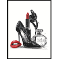 thumbnail image 1 of Qisvanset Fashion Red Lips High Heel Perfume Canvas Print 15.75x11.81 Inches, 1 of 8