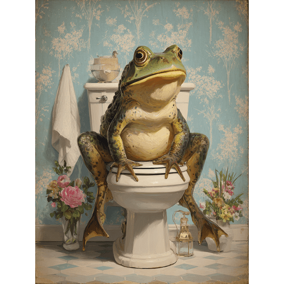 Qisvanset Funny Frog Toilet Canvas Print 15.75x11.81 Inches