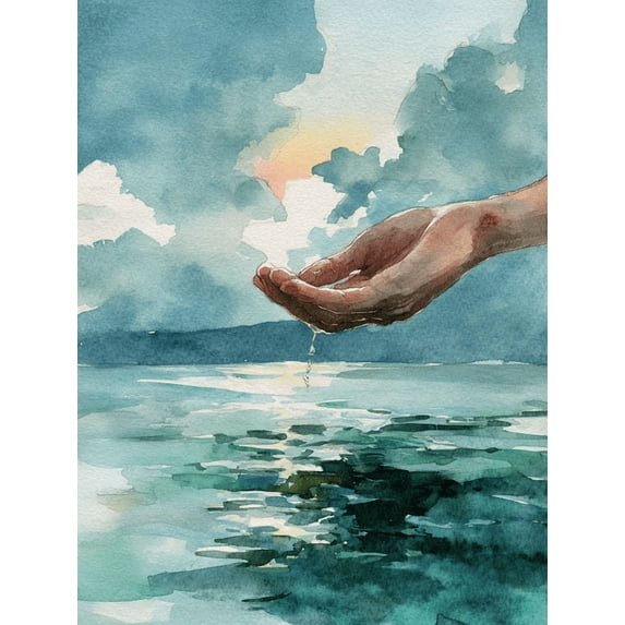Qisvanset Hand Cupping Water Gift Canvas Wall Art 15.75x11.81 Inches
