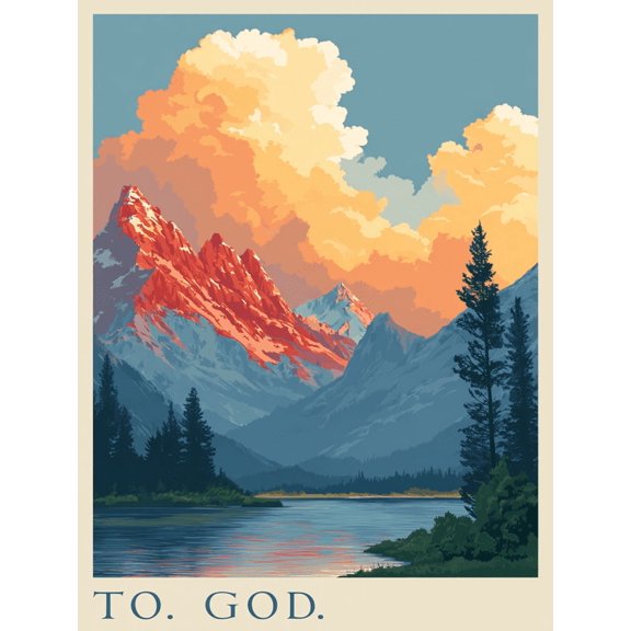 Qisvanset Inspirational Sunset Overlook Canvas Wall Art 15.75x11.81 Inches