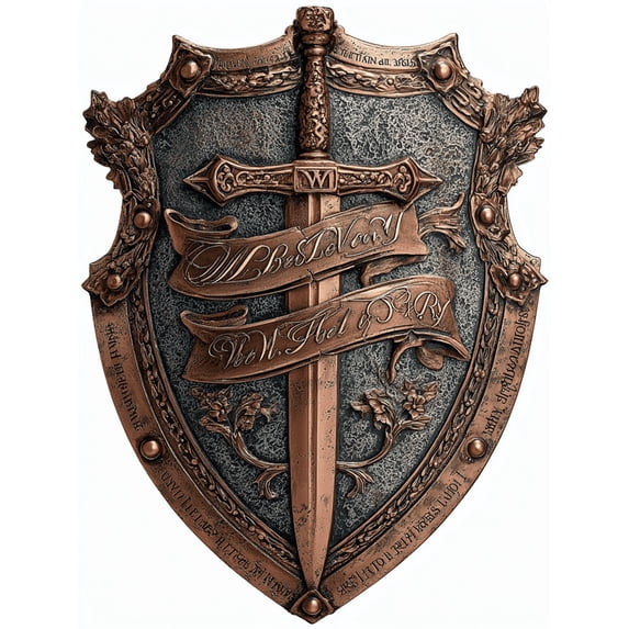 Qisvanset Medieval Shield With Sword Canvas Wall Art 15.75x11.81 Inches