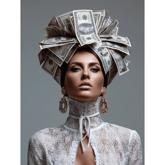 Qisvanset Money Crown Woman Fashion Poster Canvas Print 15.75x11.81 Inches