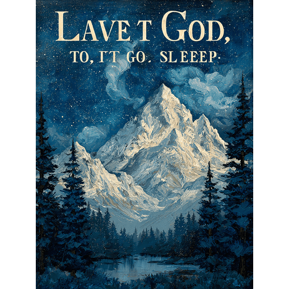 Qisvanset Night Mountain Landscape Quote Canvas Wall Art 15.75x11.81 Inches