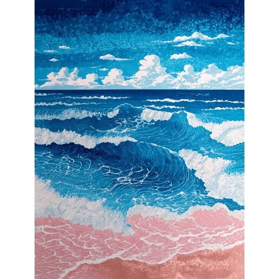 Qisvanset Ocean Waves Beach Canvas Wall Art 15.75x11.81 Inches