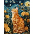 thumbnail image 1 of Qisvanset Orange Tabby Cat Starry Night Flower Canvas Wall Art 15.75x11.81 Inches, 1 of 8