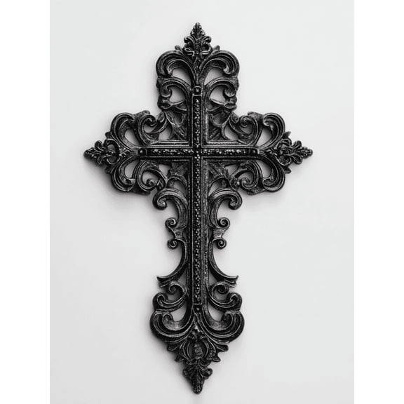 Qisvanset Ornate Cross Wall Decor Canvas Wall Art 15.75x11.81 Inches