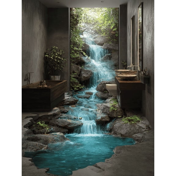 Qisvanset Realistic Waterfall Landscape Canvas Wall Art 15.75x11.81 Inches