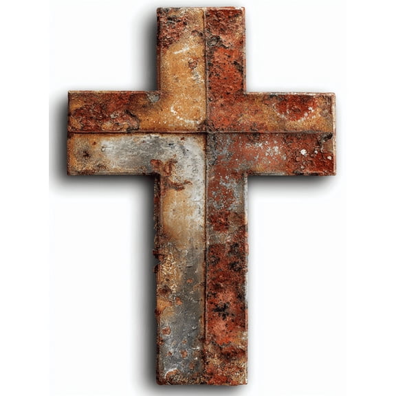 Qisvanset Rusted Cross Metal Style Canvas Wall Art 15.75x11.81 Inches