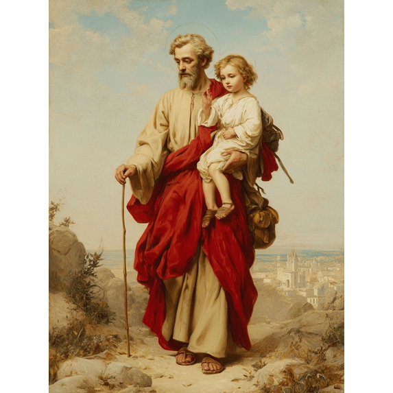 Qisvanset Saint Joseph and Jesus Canvas Wall Art 15.75x11.81 INCHES